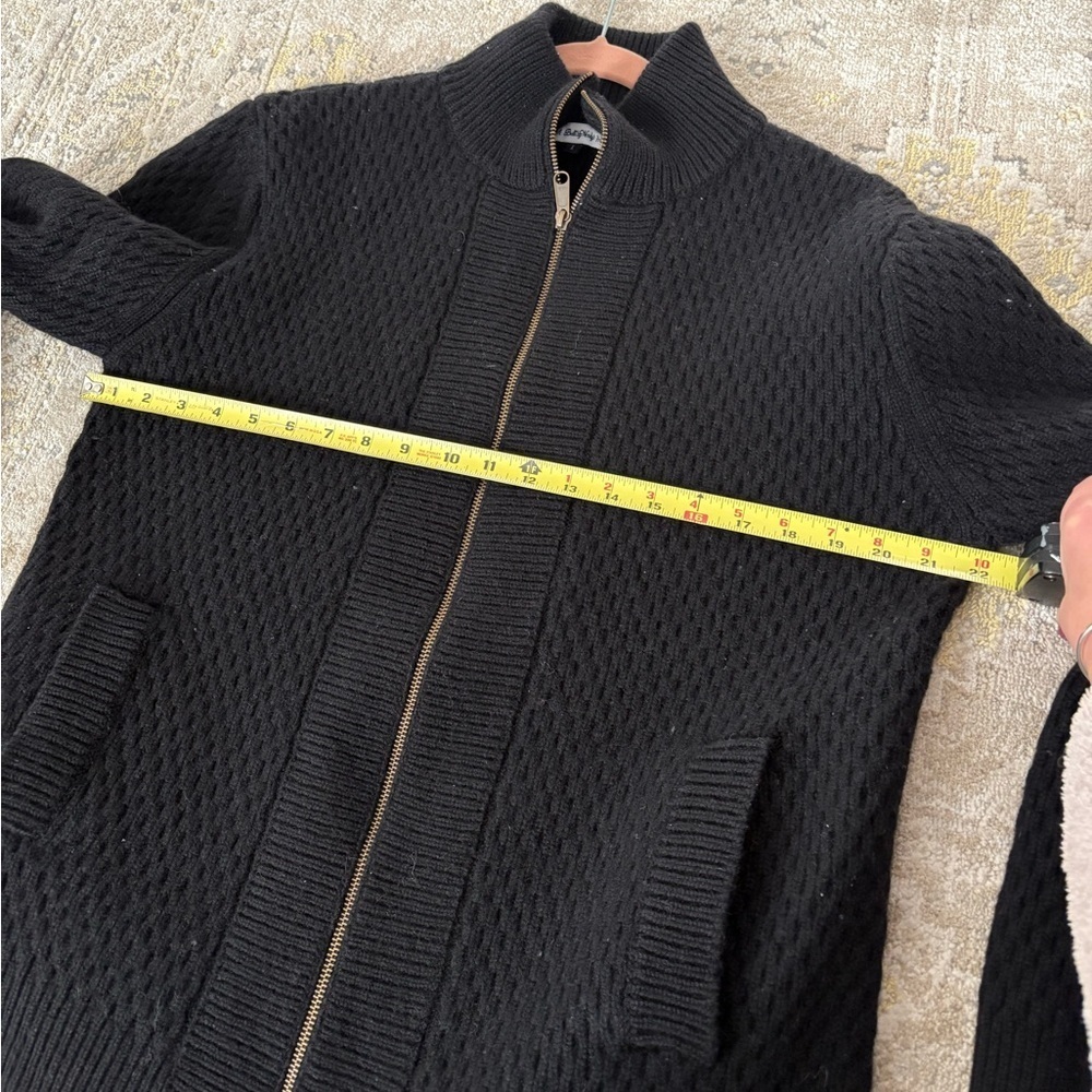 Built by Wendy Black Cable Knit Virgin Wool Zip Up Sweater Jacket - Picture 10 of 14